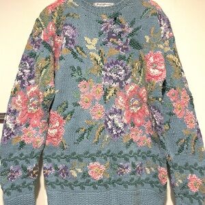 Northern Isles Floral Knit Sweater L